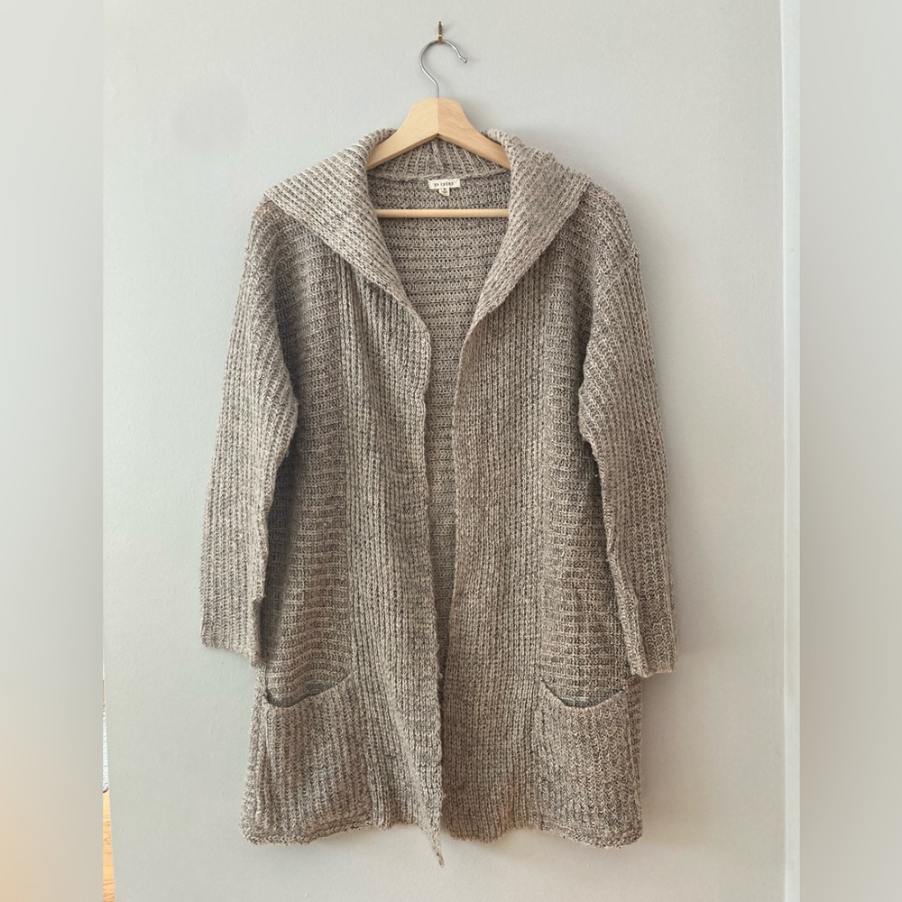 En Crème Open Hooded Sweater, Sz Small